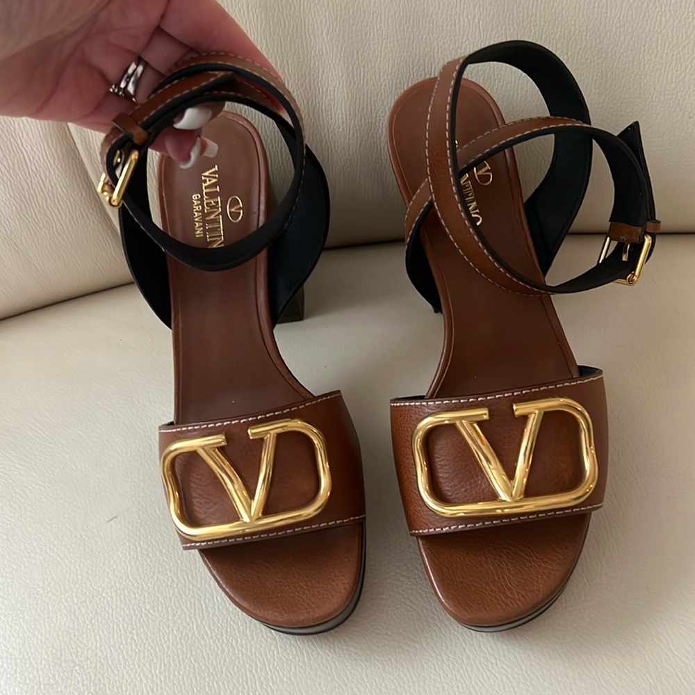 Valentino platform sandals in brown leather